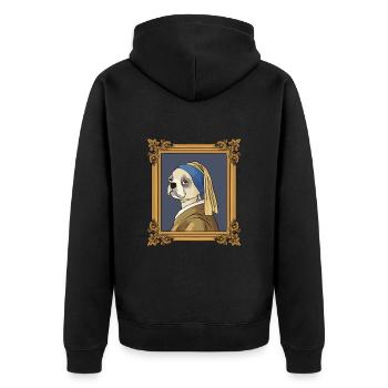 Art History Pug Visual Arts Vermeer - Unisex Premium Organic Zip Hoodie - black - Back - Nico (187cm)