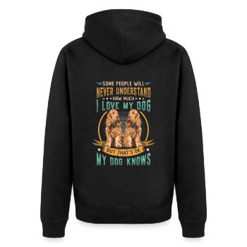 J’aime mon chien, Cocker Spaniel - Veste à capuche bio Premium Unisexe - noir - Dos - Nico (187cm)