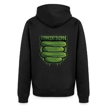 Gurkentruppe Mannschafts Outfit Humor Verein - Unisex Premium Bio Zip Hoodie - Schwarz - Hinten - Nico (187cm)