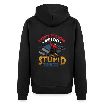 Ne me suivez pas, je fais des choses stupides - Veste à capuche bio Premium Unisexe - noir - Dos - Nico (187cm)