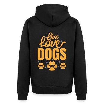 Life Love Dogs - orange - Unisex Premium Organic Zip Hoodie - black - Back - Nico (187cm)