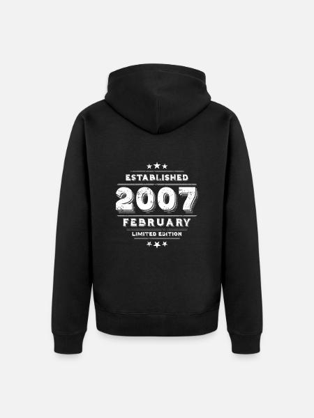 Birthday in February 2007 - February - Unisex Premium Organic Zip Hoodie - black