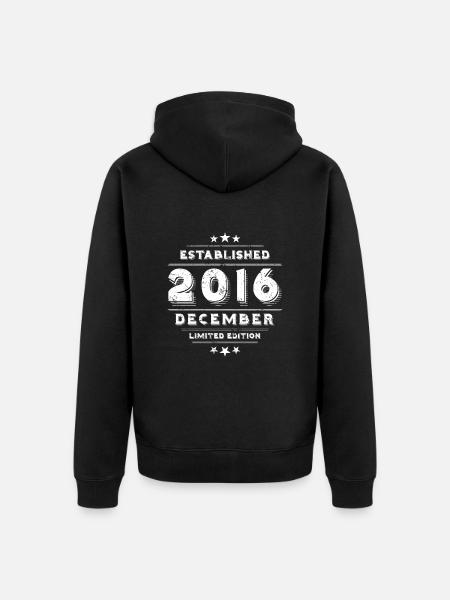 Birthday in December 2016 - December - Unisex Premium Organic Zip Hoodie - black