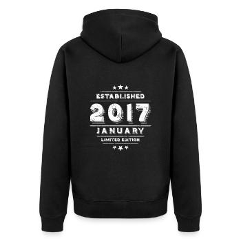 Birthday in January 2017 - January - Unisex Premium Organic Zip Hoodie - black - Back - Nico (187cm)
