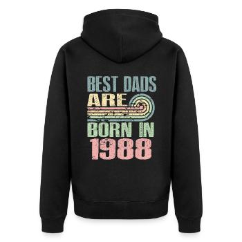 Les meilleurs pères sont nés en 1988, 35 ans, - Veste à capuche bio Premium Unisexe - noir - Dos - Nico (187cm)