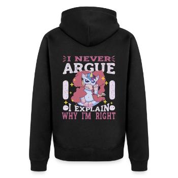 I'm not arguing, I'm just explaining why - Unisex Premium Organic Zip Hoodie - black - Back - Nico (187cm)