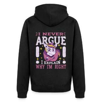 I'm not arguing, I'm just explaining why - Unisex Premium Organic Zip Hoodie - black - Back - Nico (187cm)