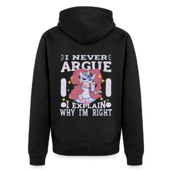 I'm not arguing, I'm just explaining why - Unisex Premium Organic Zip Hoodie - black - Back - Nico (187cm)