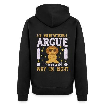 I'm not arguing, I'm just explaining why - Unisex Premium Organic Zip Hoodie - black - Back - Nico (187cm)