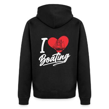 I love boating sailboat yacht ship boat - Unisex Premium Organic Zip Hoodie - black - Back - Nico (187cm)