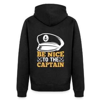 Be nice to the captain boat ship boating yacht - Unisex Premium Organic Zip Hoodie - black - Back - Nico (187cm)