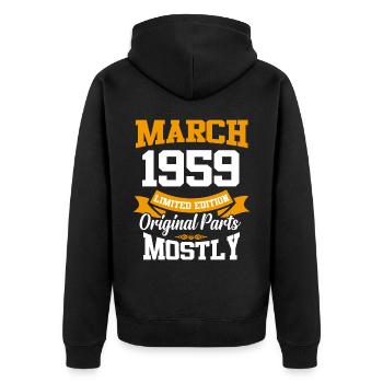 March 1959 Vintage Birthday Gift - Unisex Premium Organic Zip Hoodie - black - Back - Nico (187cm)