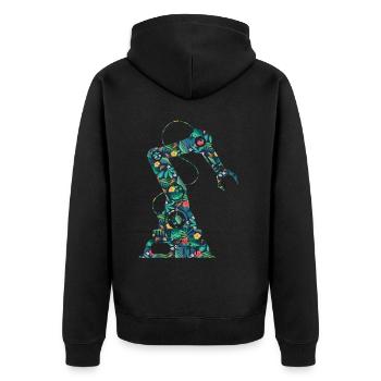 Robot Robotics Engineer Flower - Unisex Premium Organic Zip Hoodie - black - Back - Nico (187cm)