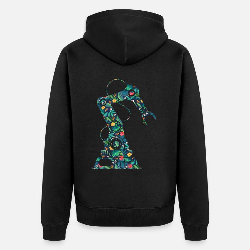 Robot Robotics Engineer Flower - Unisex Premium Organic Zip Hoodie - black