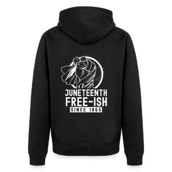 Juneteenth Free-ish depuis 1865 Afrique noire - Veste à capuche bio Premium Unisexe - noir - Dos - Nico (187cm)
