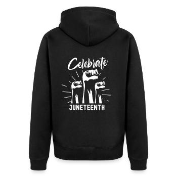 Célèbre le Juneteenth Black African American 1865 - Veste à capuche bio Premium Unisexe - noir - Dos - Nico (187cm)