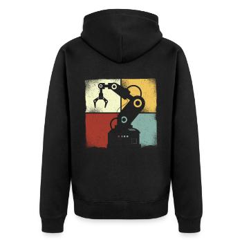 Robot Robotics Engineer Retro - Unisex Premium Organic Zip Hoodie - black - Back - Nico (187cm)