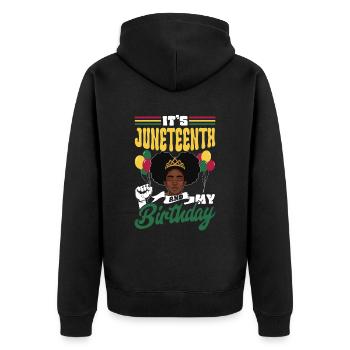 C’est Juneteenth et mon anniversaire noir 1865 - Veste à capuche bio Premium Unisexe - noir - Dos - Nico (187cm)