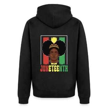 Juneteenth 1865 Black African American Afrika - Unisex Premium Bio Zip Hoodie - Schwarz - Hinten - Nico (187cm)