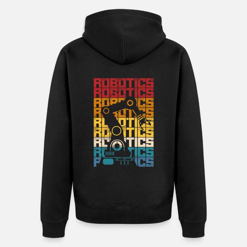Robot Robotics Engineer Retro - Unisex Premium Bio Zip Hoodie - Schwarz