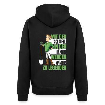 Hobbygärtner Garten Legende - Unisex Premium Bio Zip Hoodie - Schwarz - Hinten - Nico (187cm)