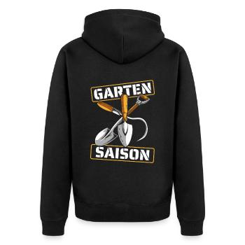 Hobbygärtner Garten Jahreszeit - Unisex Premium Bio Zip Hoodie - Schwarz - Hinten - Nico (187cm)