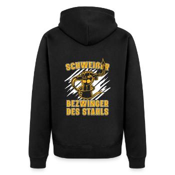 Schweißer Schlosser Stehlen Schweier - Unisex Premium Bio Zip Hoodie - Schwarz - Hinten - Nico (187cm)