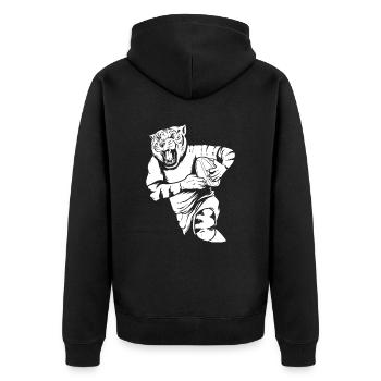 Rugby Tiger - Unisex Premium Bio Zip Hoodie - Schwarz - Hinten - Nico (187cm)