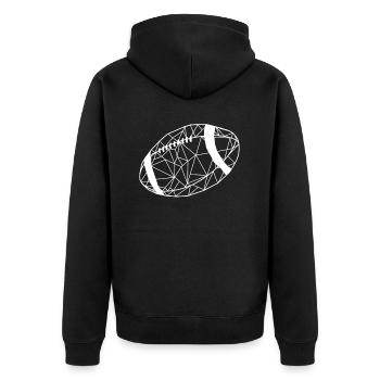 Rugby Ball - Unisex Premium Bio Zip Hoodie - Schwarz - Hinten - Nico (187cm)