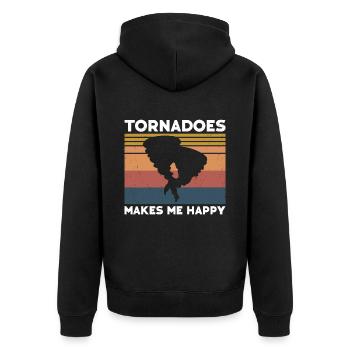 Tornado - Unisex Premium Bio Zip Hoodie - Schwarz - Hinten - Nico (187cm)