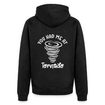 Tornado - Unisex Premium Bio Zip Hoodie - Schwarz - Hinten - Nico (187cm)