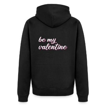 Valentinstag Spruch - Unisex Premium Bio Zip Hoodie - Schwarz - Hinten - Nico (187cm)