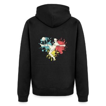 Fußballer - Unisex Premium Bio Zip Hoodie - Schwarz - Hinten - Nico (187cm)