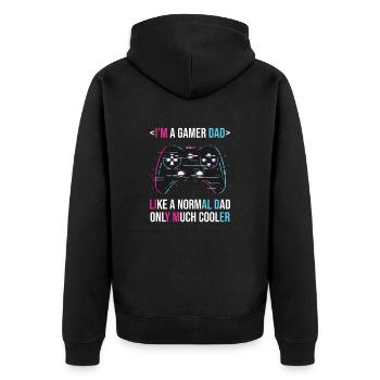 C’est drôle que je sois un père joueur Fête des pères - Veste à capuche bio Premium Unisexe - noir - Dos - Nico (187cm)
