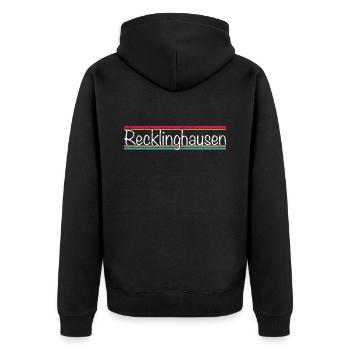 Recklinghausen - Unisex Premium Bio Zip Hoodie - Schwarz - Hinten - Nico (187cm)