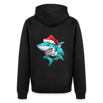 Hai Weihnachten Geschmückt Nikolaus - Unisex Premium Bio Zip Hoodie - Schwarz - Hinten - Nico (187cm)