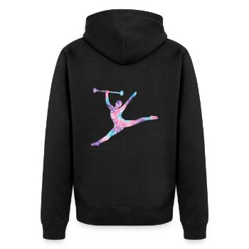 Tambourstab swirling - Unisex Premium Organic Zip Hoodie - black - Back - Nico (187cm)