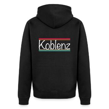 Koblenz - Unisex Premium Bio Zip Hoodie - Schwarz - Hinten - Nico (187cm)