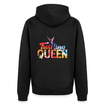 Tambourstab swirling - Unisex Premium Organic Zip Hoodie - black - Back - Nico (187cm)