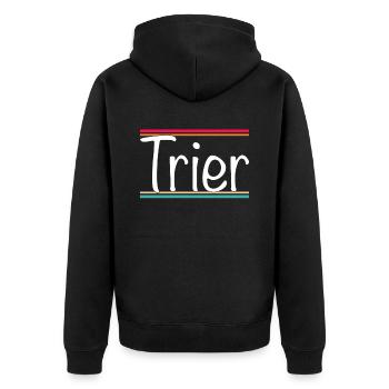 Trier - Unisex Premium Bio Zip Hoodie - Schwarz - Hinten - Nico (187cm)