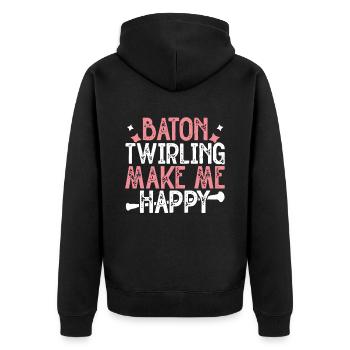 Tambourstab swirling - Unisex Premium Organic Zip Hoodie - black - Back - Nico (187cm)