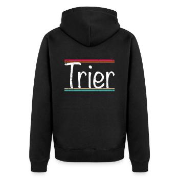 Trier - Unisex Premium Bio Zip Hoodie - Schwarz - Hinten - Nico (187cm)