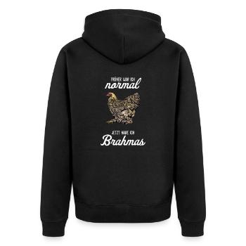 Brahma Hühner I Chicken Geflügel Motiv für - Unisex Premium Bio Zip Hoodie - Schwarz - Hinten - Nico (187cm)