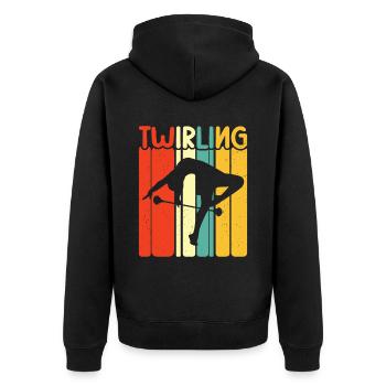 Tambourstab swirling - Unisex Premium Organic Zip Hoodie - black - Back - Nico (187cm)