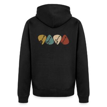 Vintage Gitarre Gitarrist Rockmusik Band - Unisex Premium Bio Zip Hoodie - Schwarz - Hinten - Nico (187cm)