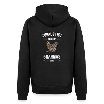 Brahma Hühner I Chicken Geflügel Motiv für - Unisex Premium Bio Zip Hoodie - Schwarz - Hinten - Nico (187cm)