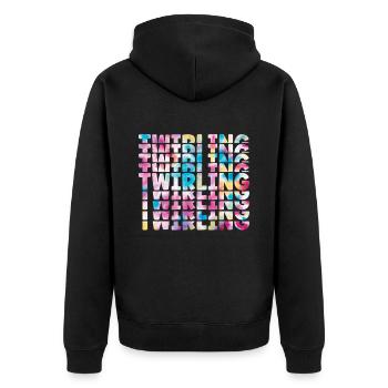 Tambourstab swirling - Unisex Premium Organic Zip Hoodie - black - Back - Nico (187cm)
