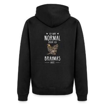 Brahma Hühner I Chicken Geflügel Motiv für - Unisex Premium Bio Zip Hoodie - Schwarz - Hinten - Nico (187cm)