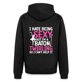Tambourstab swirling - Unisex Premium Organic Zip Hoodie - black - Back - Nico (187cm)
