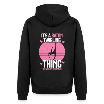 Tambourstab swirling - Unisex Premium Organic Zip Hoodie - black - Back - Nico (187cm)